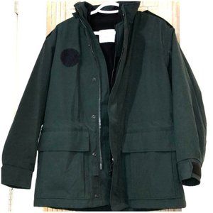Men M Dark Green Coat Double Layer Winter Jacket